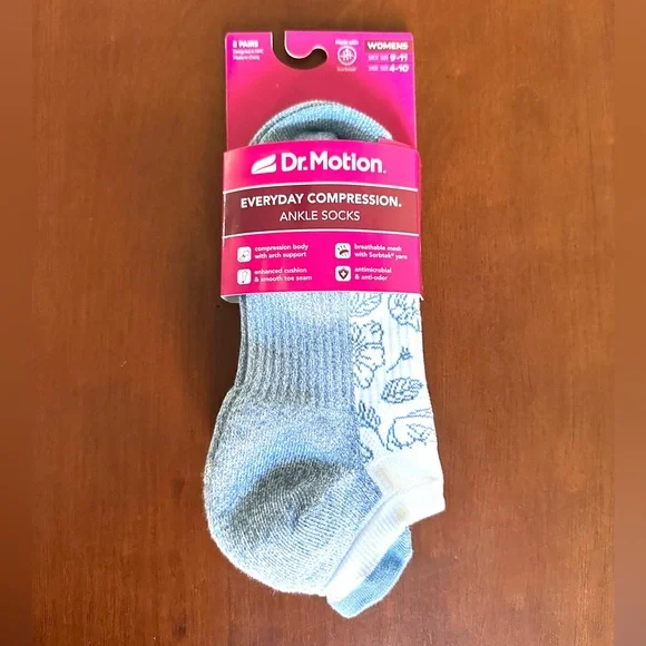 Dr. Motion 2-Pack Floral & Solid Compression Socks - Picture 2 of 5